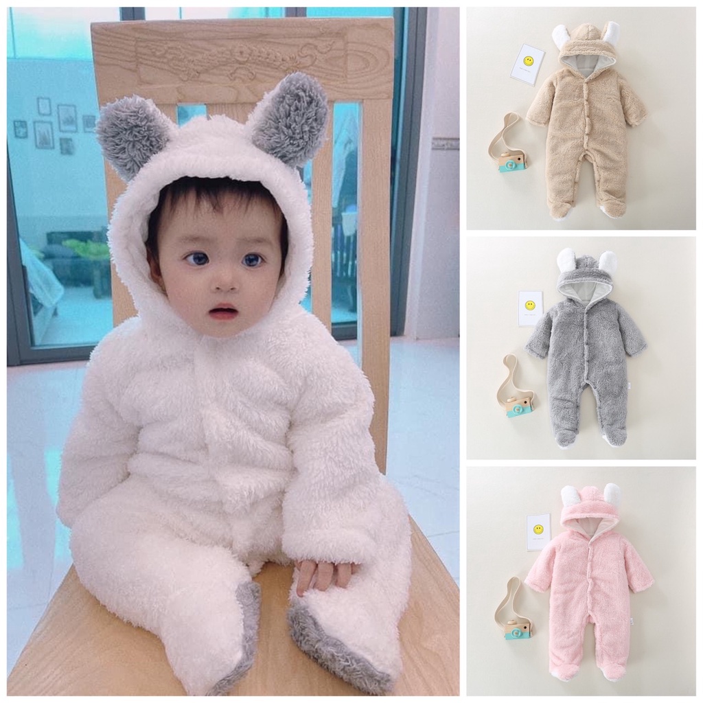 Bộ body lông gấu 2 lớp loại 1 ủ ấm cho bé trai, bé gái