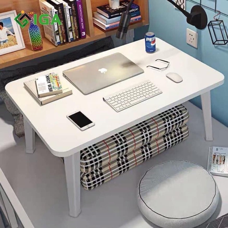 Bàn học gấp gọn ngồi bệt mặt bàn gỗ chân nhựa - Hàng loại đẹp