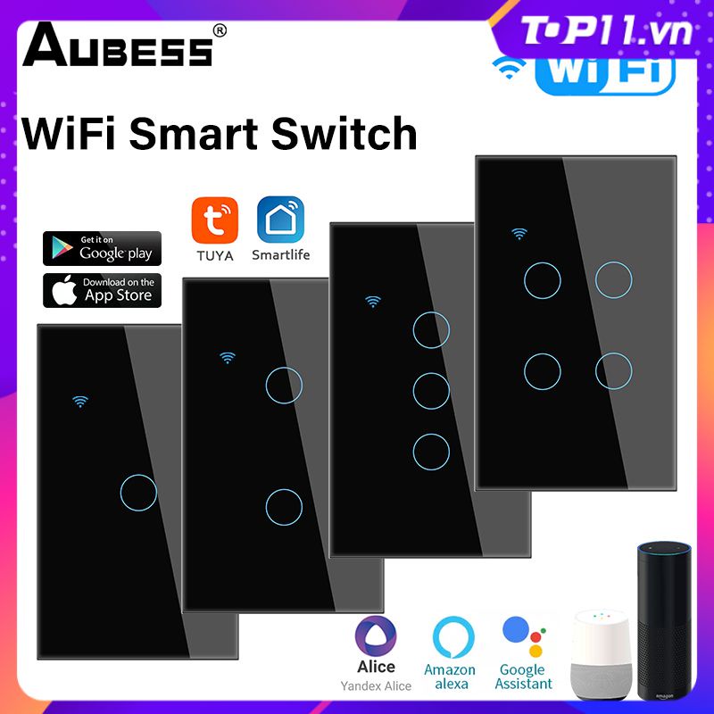 Công TắC ChạM ĐèN 1 / 2 / 3 / 4gang TUYA WiFi Thông Minh Chuyên DụNg Cho Alexa Google KèM Phụ KiệN