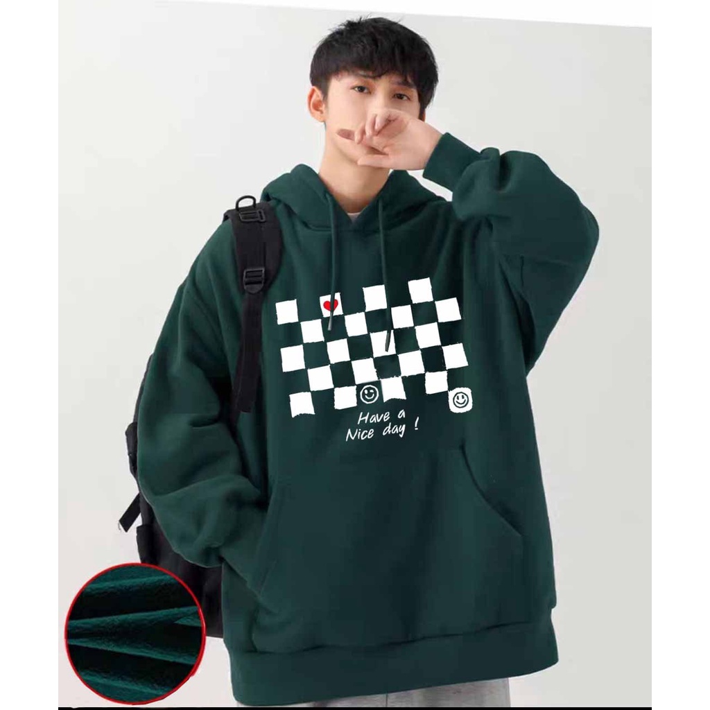 Áo hoodie nam nữ nỉ ngoại ulzzang unisex cặp đôi hàn quốc dày mịn chống nắng in hình bàn cờ
