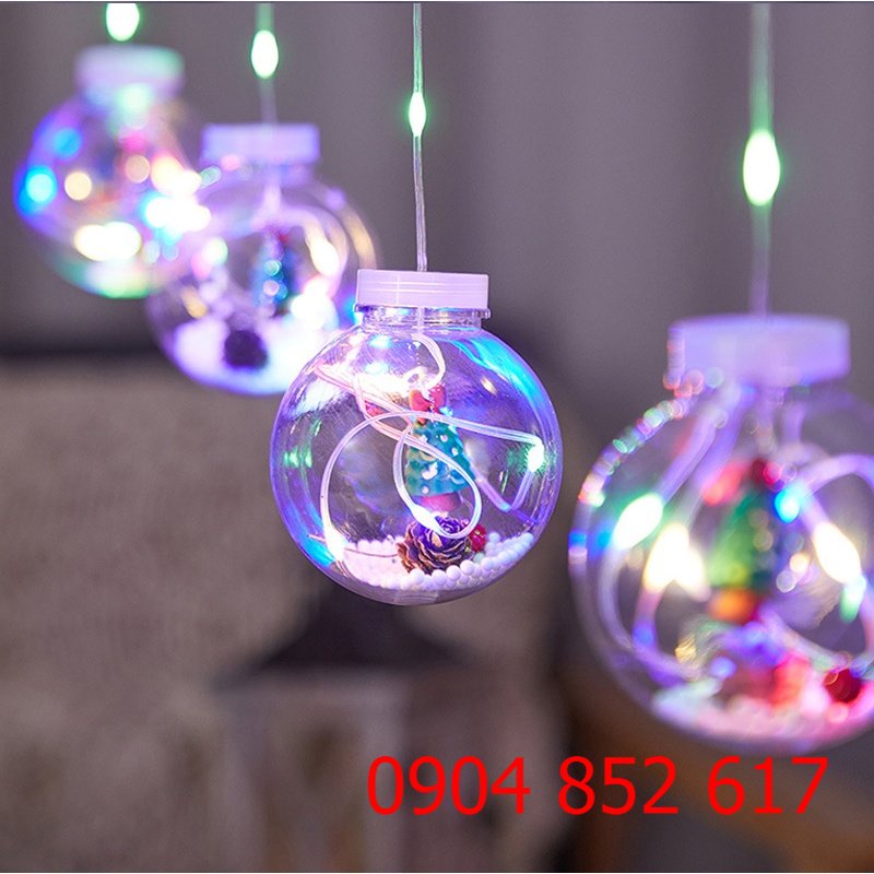 ĐÈN THẢ 5 DÂY VÒNG 5 BANH LED VỚI HÌNH CAO SU TUYỆT ĐẸP CHỦ ĐỀ NOEN DÀI 3M THẢ 45CM