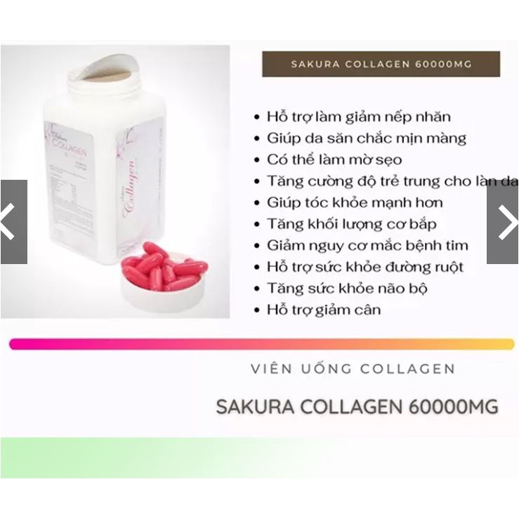Viên uống đẹp da Collagen Sakura Nhật Bản - Giúp tạo mô liên kết,chắc khỏe da,,giảm nám,tàng nhan hộp 120v