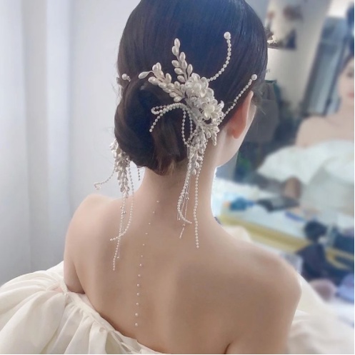 GETNOIVAS Trâm Cài Tóc Hoa Tua Rua Ngọc Trai Handmade Mới Cho Cô Dâu