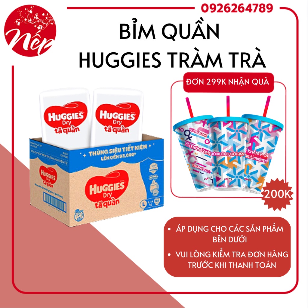 Bỉm quần Huggies Tràm Trà Tự Nhiên Dry Pants Mega Jumbo M/L/XL/XXL