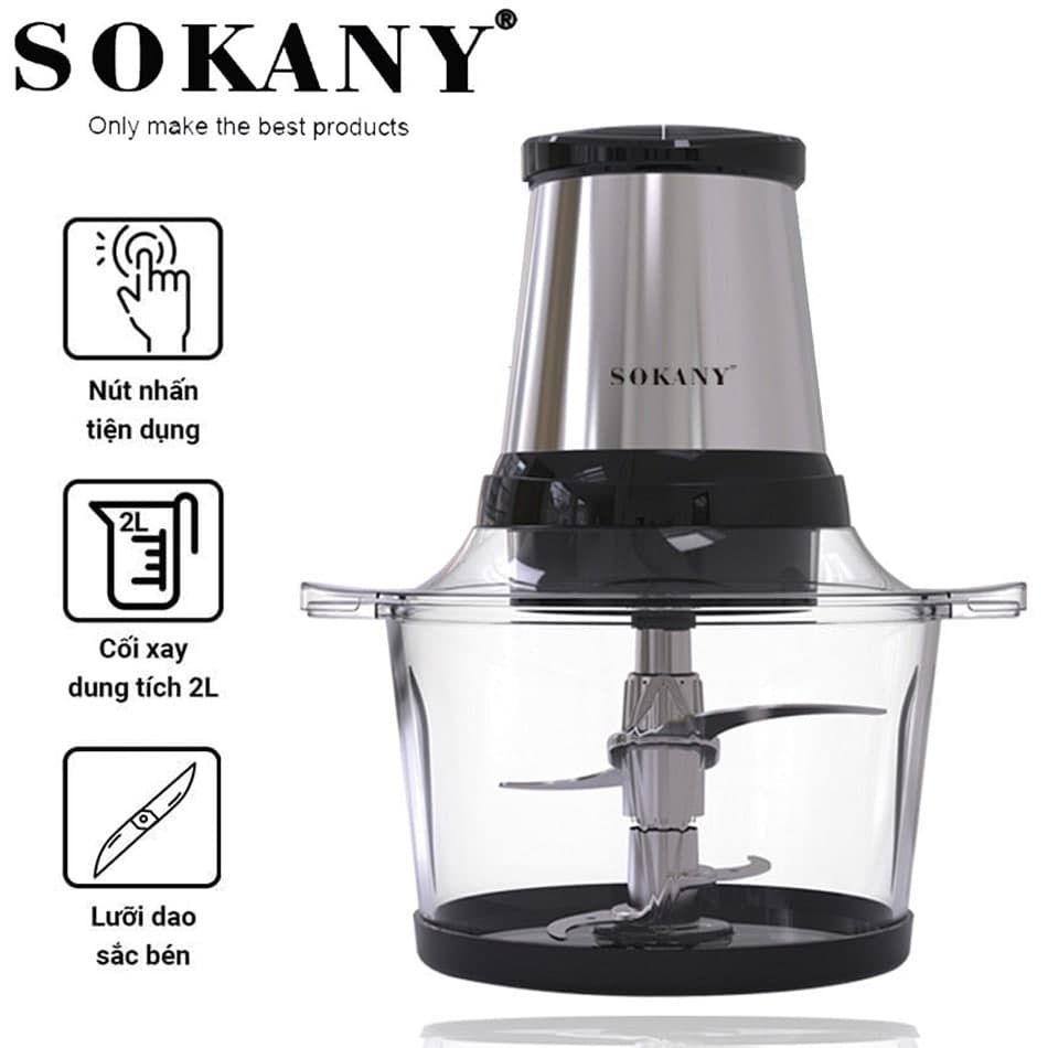 Máy xay sinh tố đa năng, máy xay thịt 800W Sokany 7004A nhỏ gọn, công suất lớn