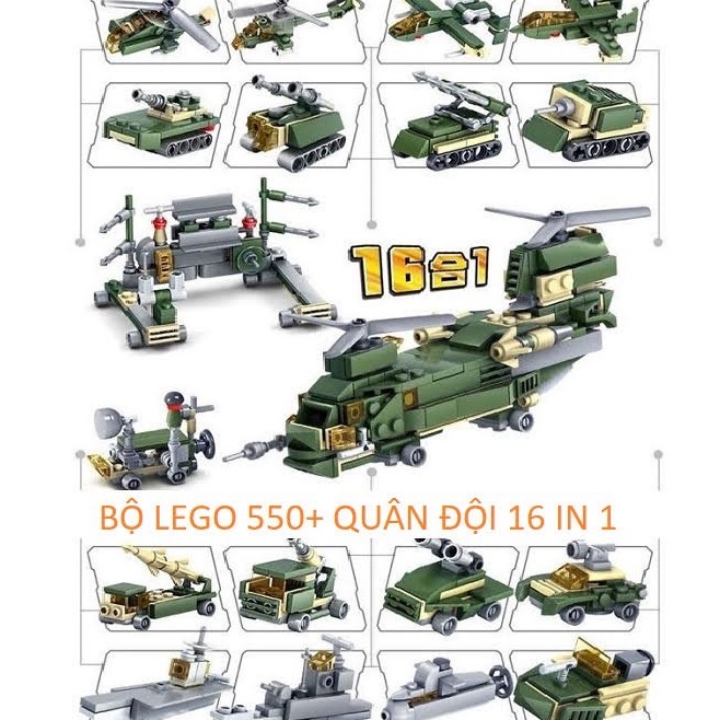 Bộ lắp ráp xếp hình Legoo trực thăng combo 16 in 1