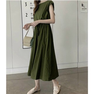 ĐẦM SUÔNG EO RÚT CÁNH DƠI 2 MÀU