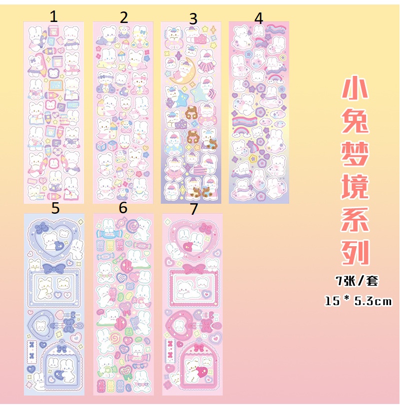 Zanmo tấm hình dán sticker gấu thỏ kim tuyến dễ thương