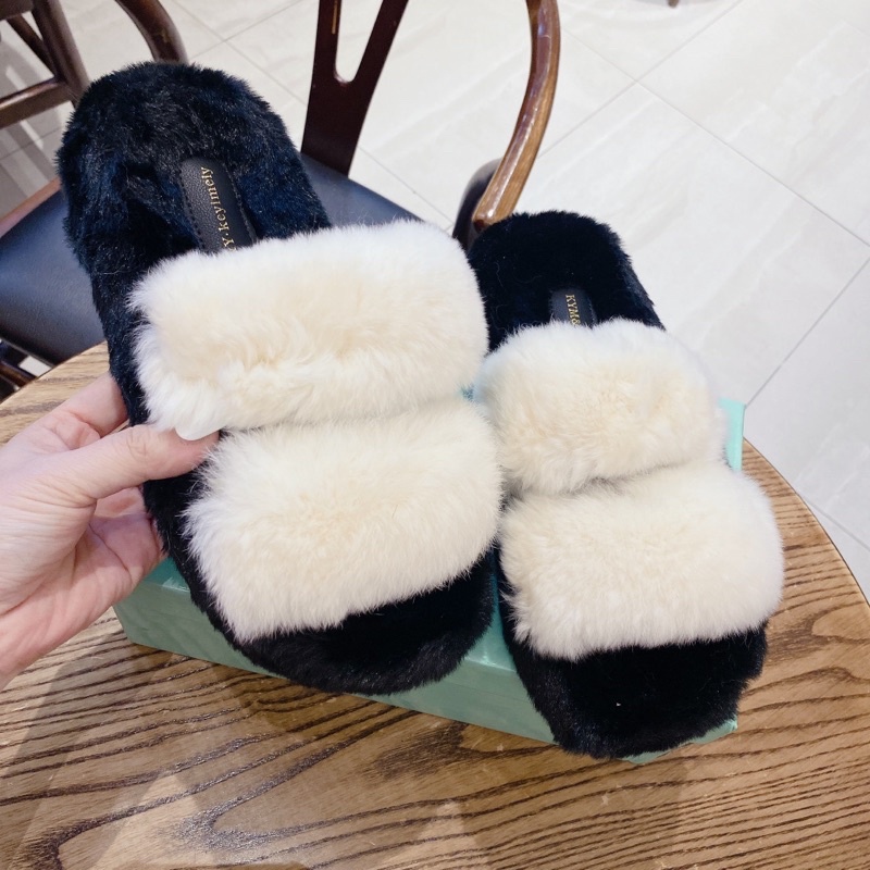 Dép lông hai quai ngang trắng đế đen cao 5 phân hàng quảngg châuu full hộp