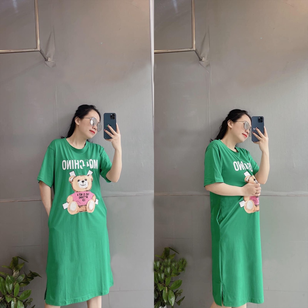Đầm suông dài , váy suông bầu chất cotton Gemmy House in hình chino