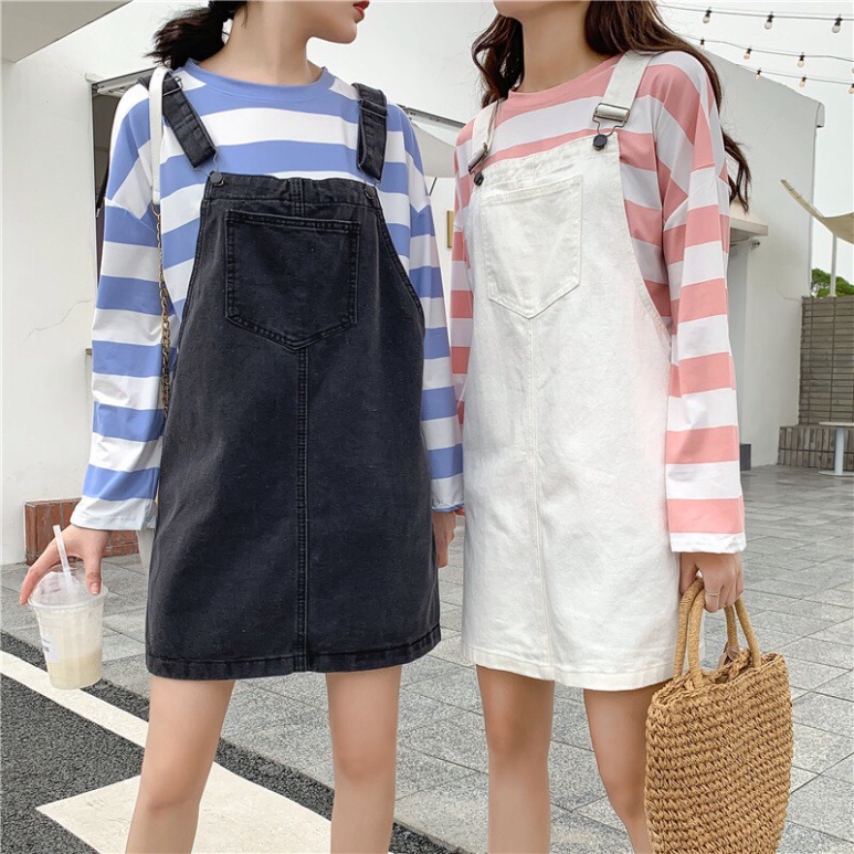 Váy Yếm Kaki Hai Dây Dáng Rộng Nữ Hottrend, Váy Jeans Bò Nhiều Màu Sắc Ulzzang Cực Dễ Phối Đồ thời thượng hàn quốc
