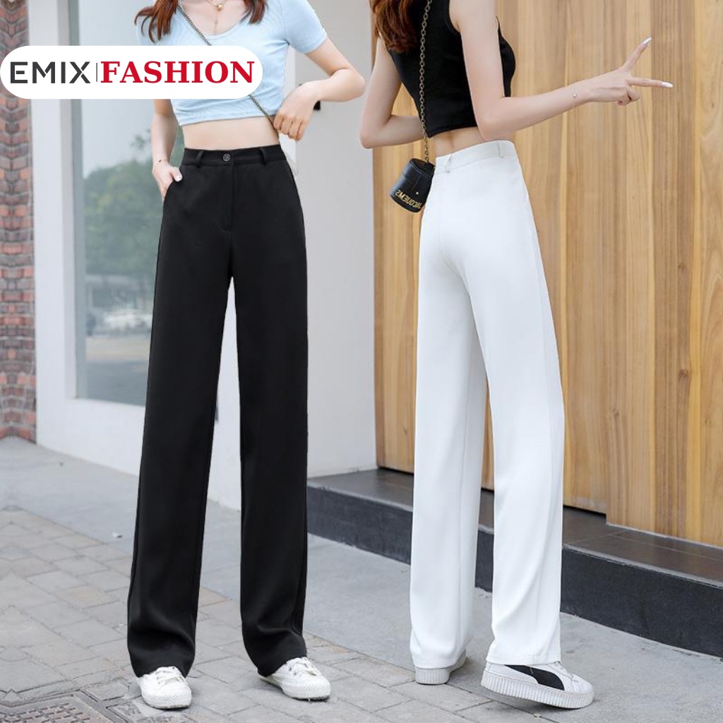 Quần tây nữ công sở 09 EMIX (5 màu), ống suông, dáng dài 100cm, vải tuyết mưa dày đẹp, không nhăn, cạp nhỏ, tôn dáng