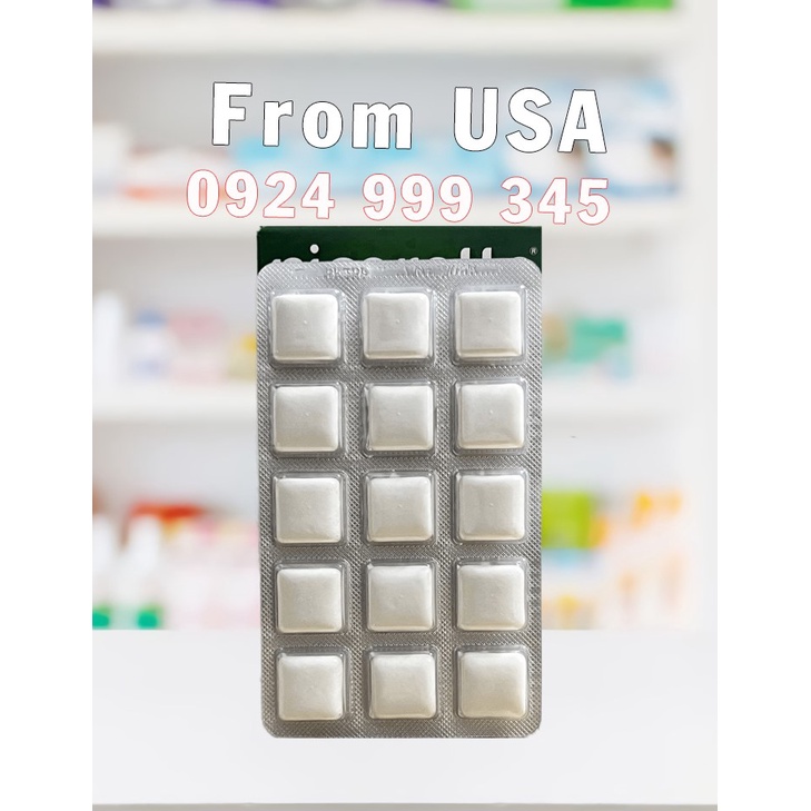 Kẹo nhai cai thuốc lá Mỹ Nicorette gum 2mg vỉ 15 viên vị trái cây