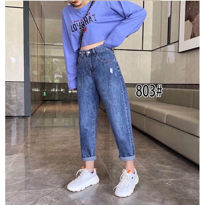 Quần jean bò baggy nữ jeans cạp cao phong cách Hàn Quốc sành điệu style jeanshop03 ms12 | BigBuy360 - bigbuy360.vn