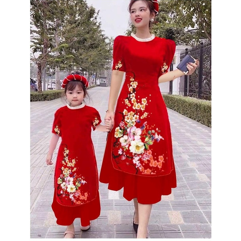SÉT ÁO DÀI CÁCH TÂN XẾP LY CỔ PHỐI CHÂN VÁY XẾP LY