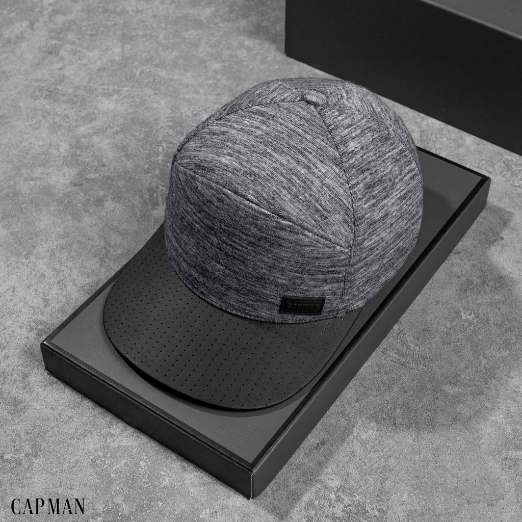 Mũ snapback màu xám đen CAPMAN lưỡi ngang CM25