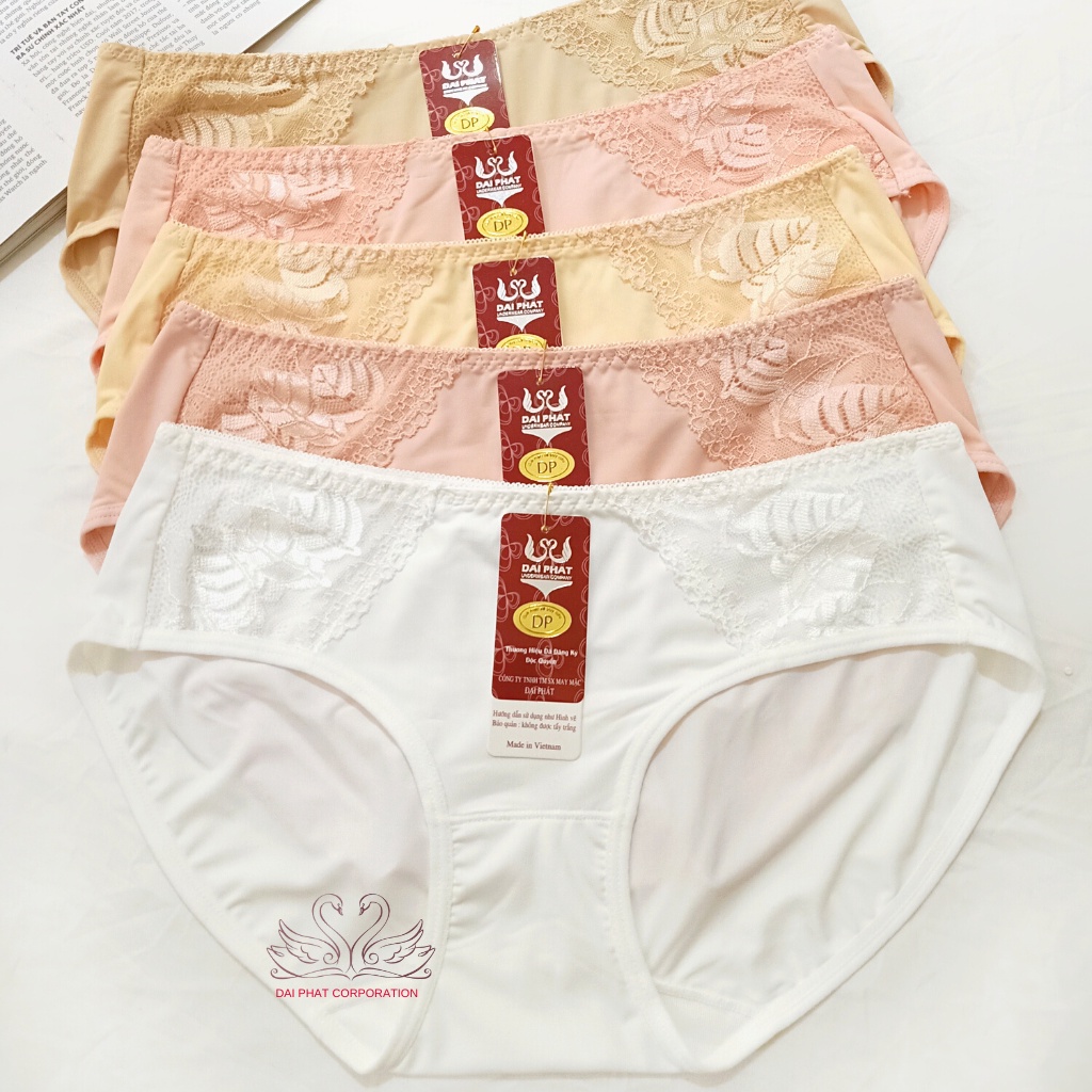 Set 10 quần lót nữ thun lạnh trơn, quần lót cao cấp Đại Phát phối ren 2 bên siêu mềm mại, thoáng khí 55-63kg