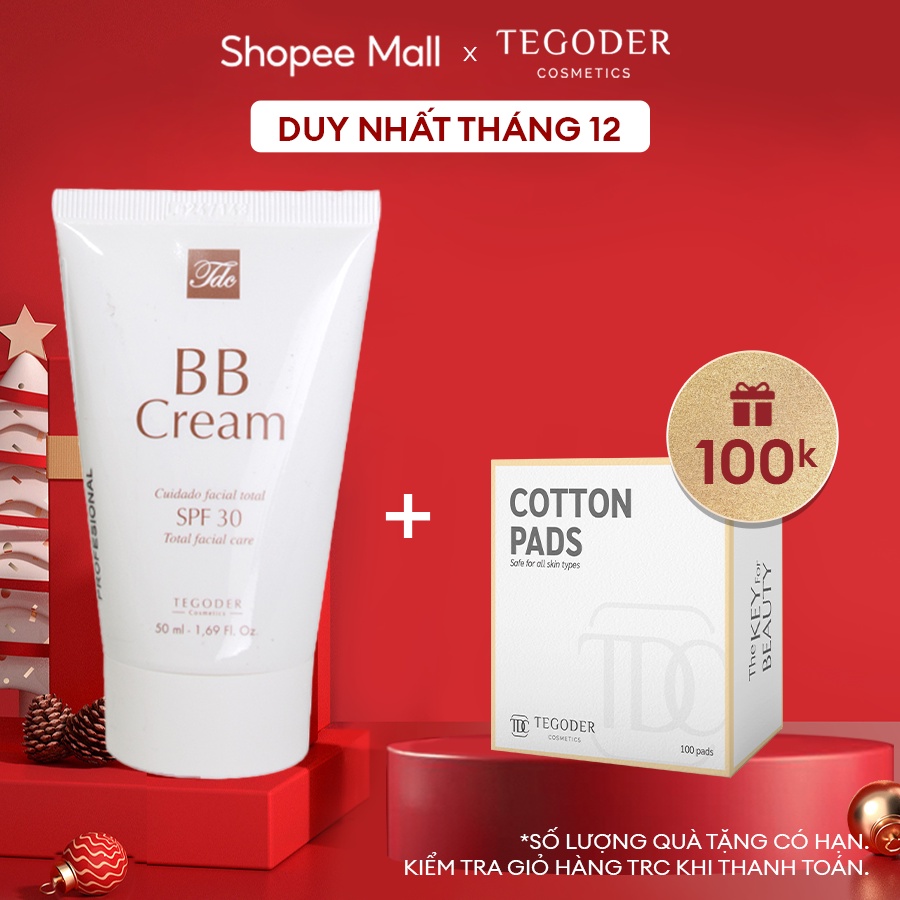 Kem chống nắng dạng kem nền che phủ hoàn hảo và bảo vệ da 2 trong 1 Tegoder BB cream SPF30 50 ml mã 4244