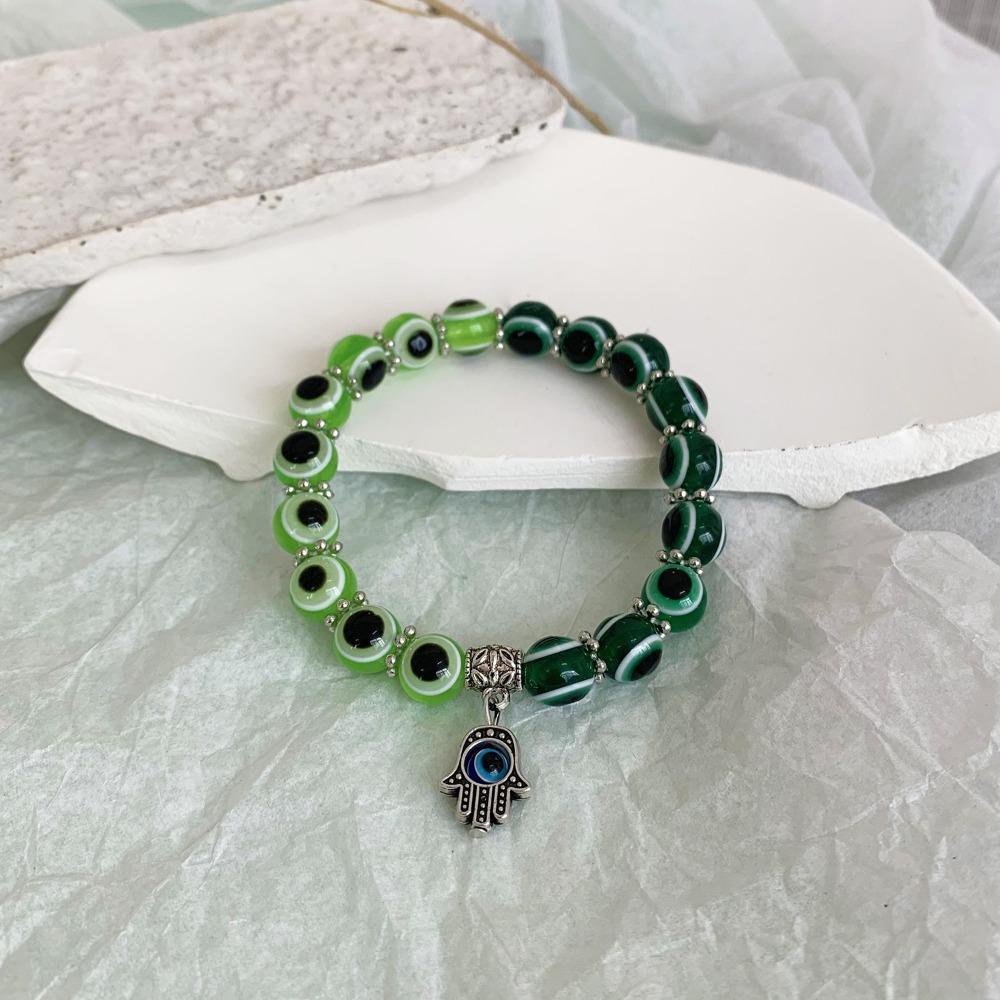 Vòng Tay Dây Co Giãn Mặt Hình Mắt Quỷ Phong Cách Thổ Nhĩ Kỳ Retro