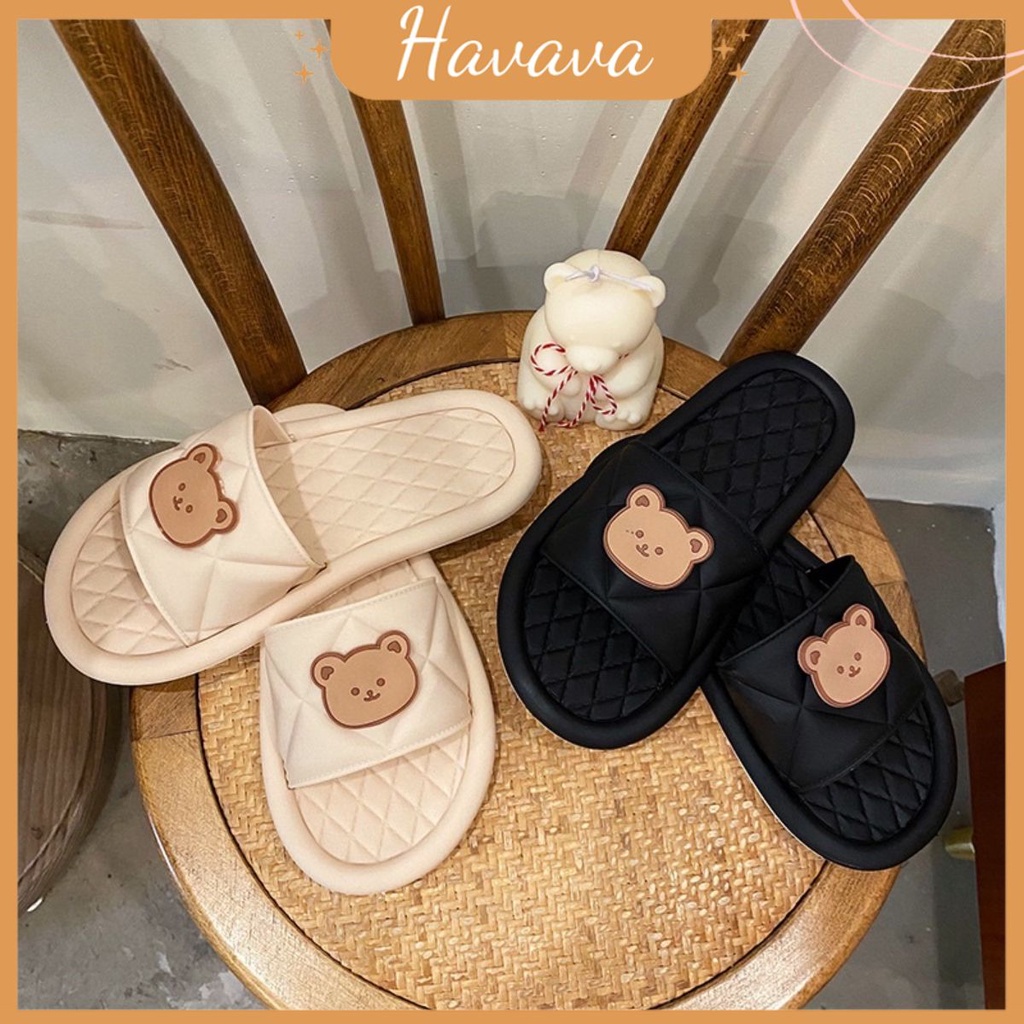 Dép nữ đi trong nhà thời trang quai ngang hình gấu cute giá rẻ HAVAVA DL007
