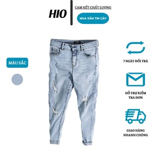 Quần JEAN cạp khuy xanh xước form slim-fit QJ644