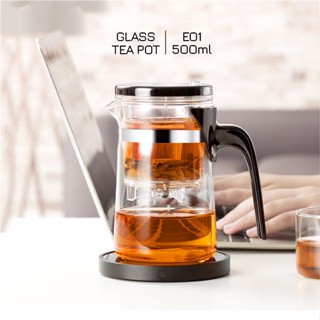 Bình lọc trà thủy tinh lõi lọc có van khóa E01 500ml - Ấm trà thủy tinh chịu nhiệt có lọc trà Samahome
