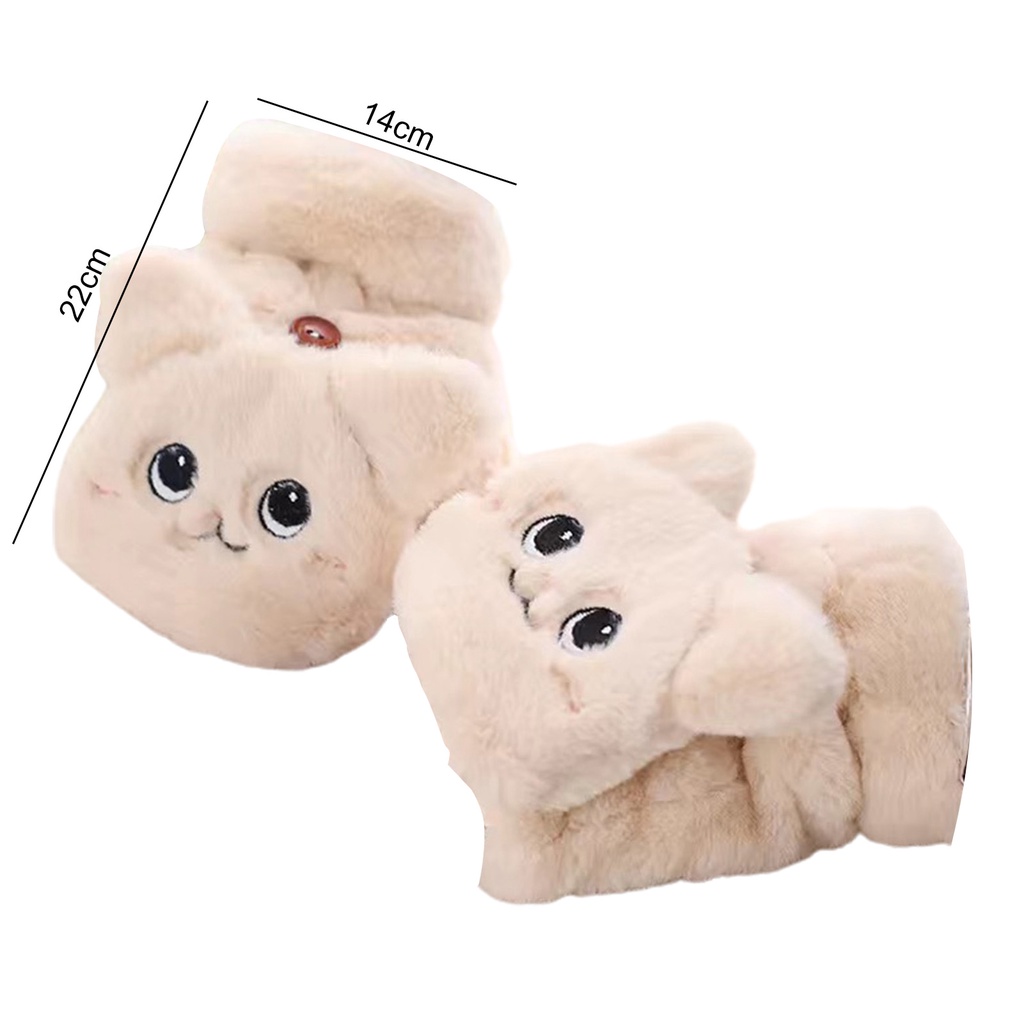 1 Đôi Găng Tay Lông Xù Dày Hai Lớp Hở Ngón Giữ Ấm Mềm Mại Họa Tiết Mèo Hoạt Hình Dành Cho Nữ Dùng Trong Văn Phòng