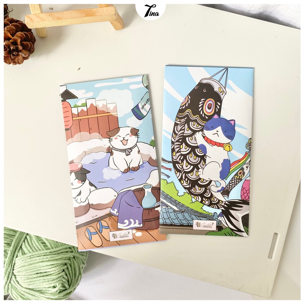 Bao lì xì 2024 hoạt hình mèo may mắn cát tường Bộ 6 cái TINA SHOP LIXI22