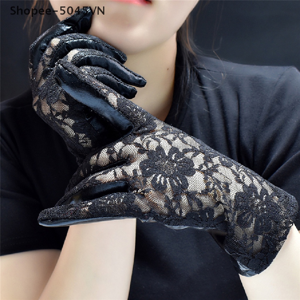 [Hàng Có Sẵn] Găng Tay Ren Màu Đen Thời Trang Quyến Rũ Cho Nữ Đi Tiệc Trên Sân Khấu