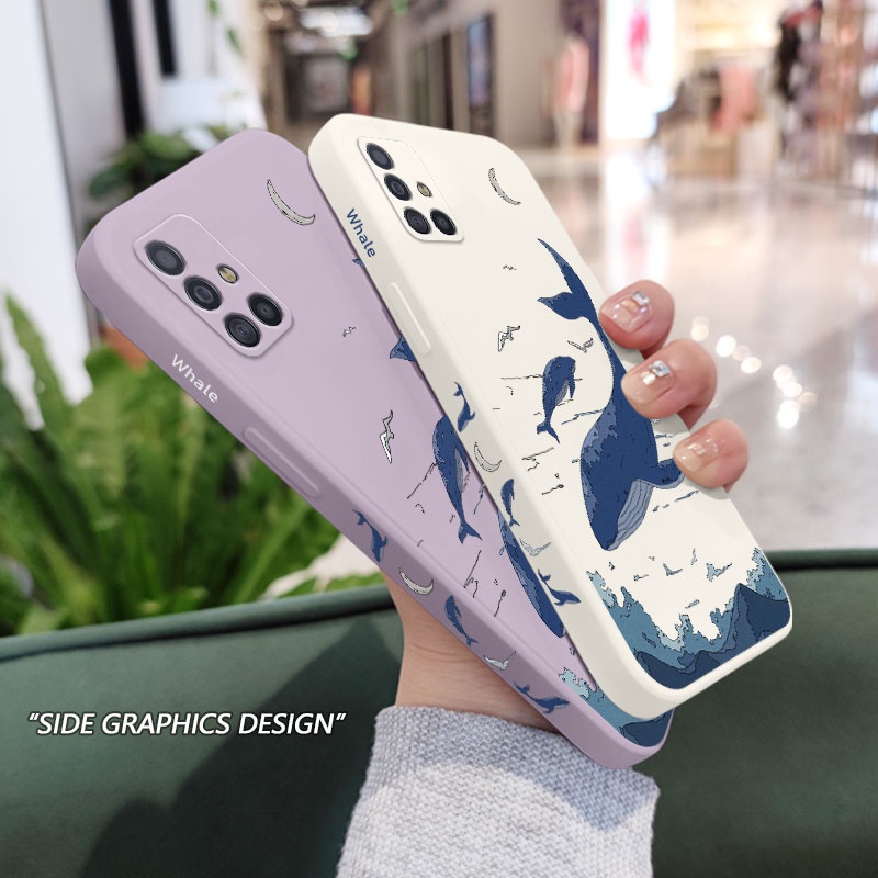 Ốp Điện Thoại Cá Voi Giả Tưởng Cho Samsung Galaxy A71 A51 4G A21S Vỏ Thời Trang A31 Silicon Lỏng Bên Họa Tiết Bao
