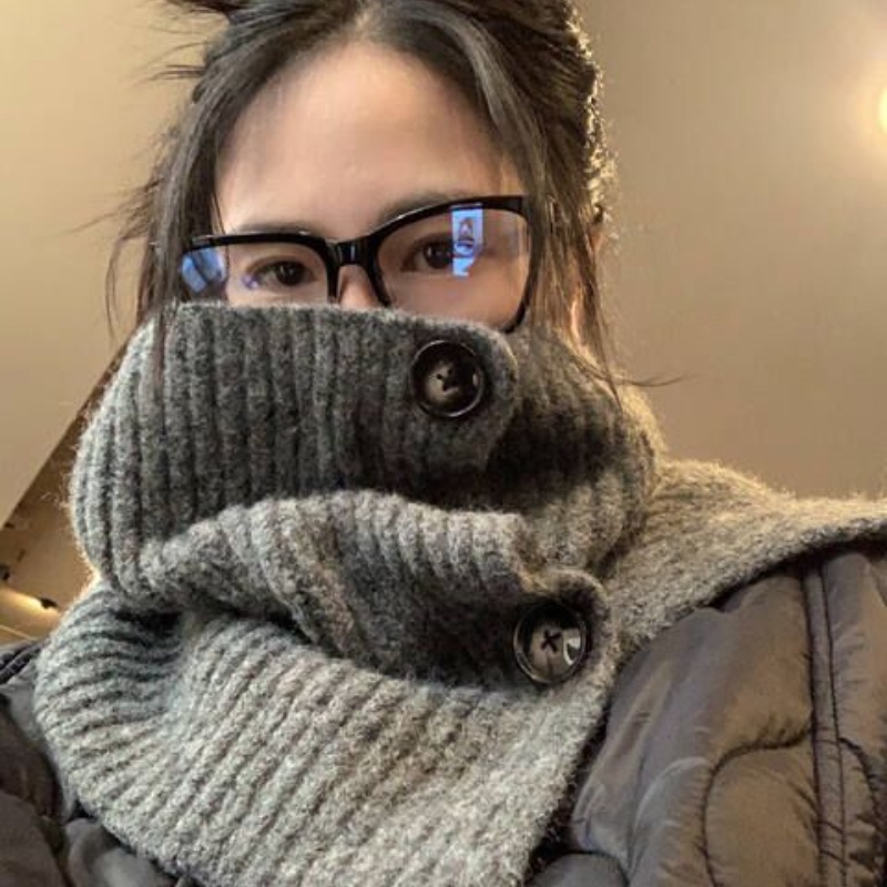 Khăn Choàng Cổ Cao Màu Trơn Thời Trang Thu Đông Hàn Quốc Mới Cho Nữ