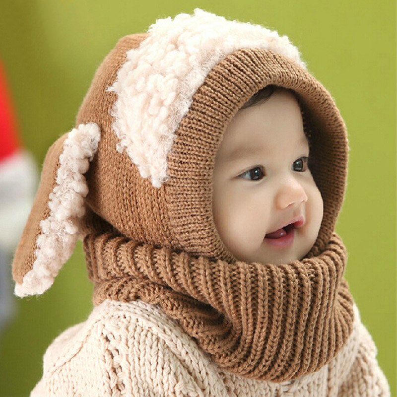 Mũ beanie Trùm Tai Hình Tai Thỏ Dễ Thương Cho Bé 1-3 Tuổi