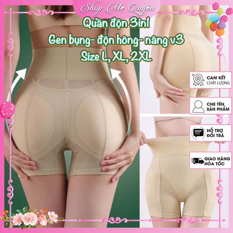 Quần độn mông và hông, chất liệu thông hơi thoáng mát- cạp cao gen bụng độn mông căng tròn