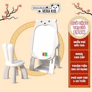 Bảng Vẽ, Bảng vẽ cho bé hình gấu Vera Kid Tặng kèm bộ số chữ và ghế ngồi cho bé