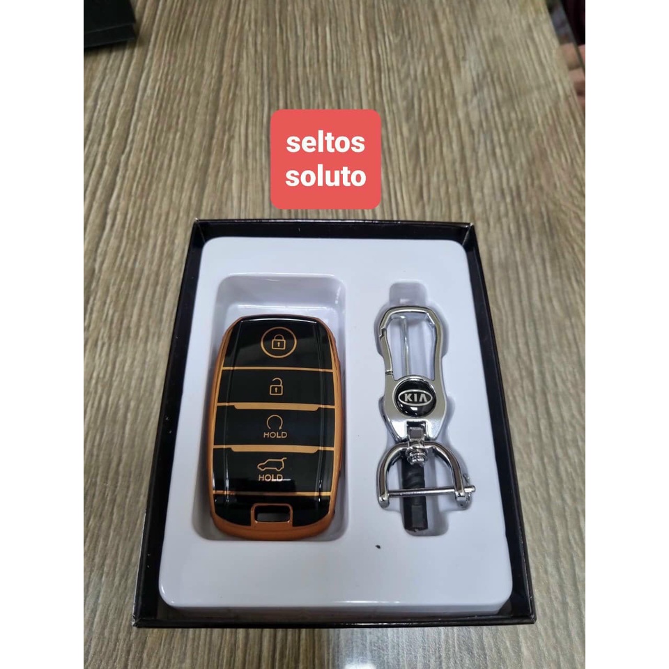 Ốp chìa khóa xe Kia K3 2022 2023, Seltos 2022 2023 - chìa 4 nút kèm móc treo MTG
