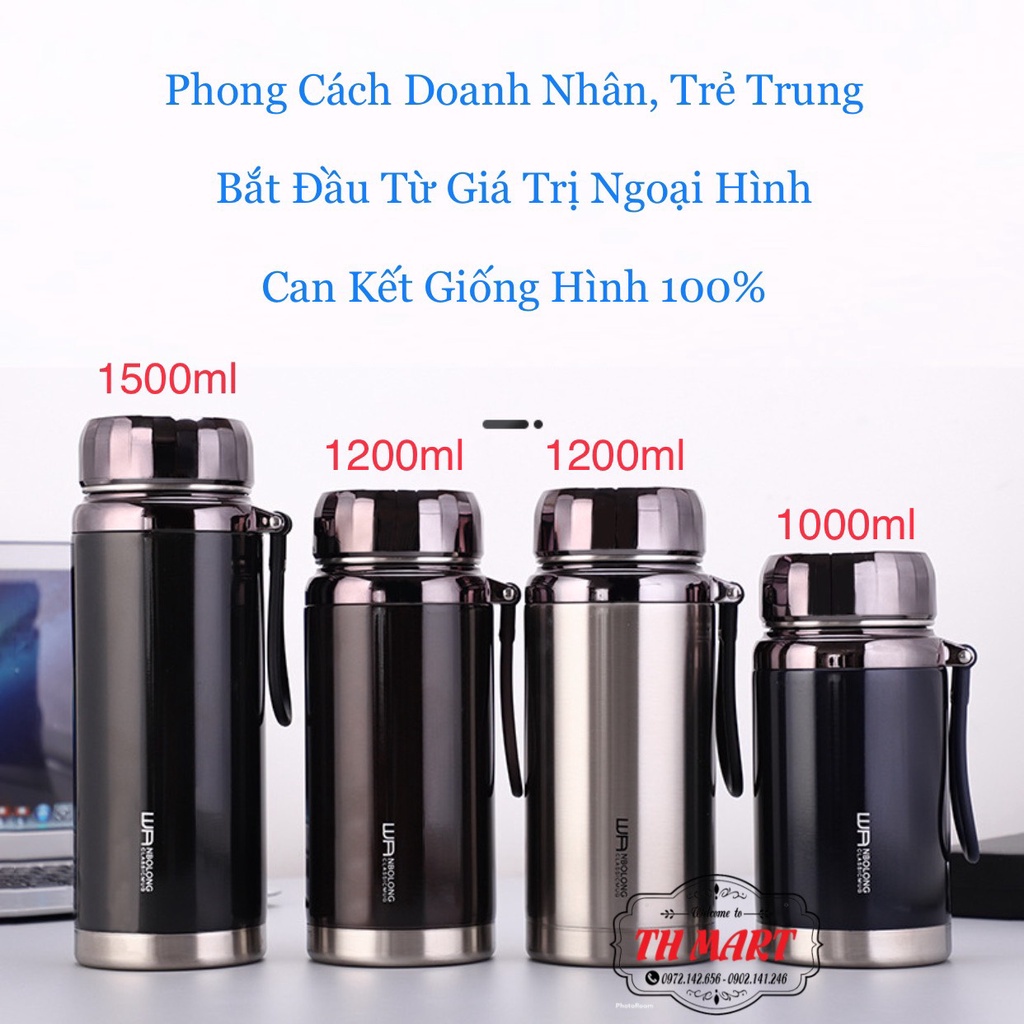 Bình giữ nhiệt inox 304 Thép Không Gỉ 1500ml,1200ml ,1000ml 600-780ml có lưới Lọc Trà và dây cao cấp