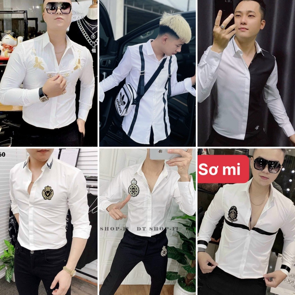 💥Áo sơ mi trắng nam dài tay ❤️FREESHIP❤️ sơ mi lụa nam hàn quốc họa tiết siêu đẹp chất lụa thoáng mát không nhăn