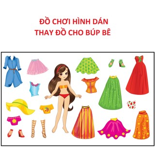 Đồ chơi hình dán cô bé toc nâu - thay đồ cho búp bê