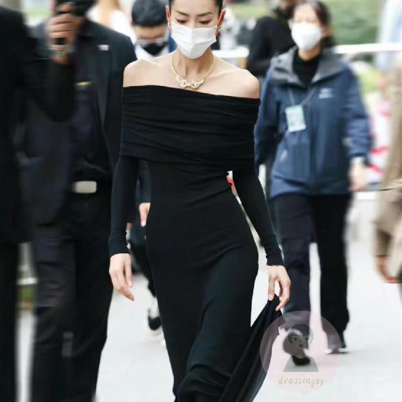 Đầm Tay Dài Hở Lưng Màu Sắc Đơn Giản Dành Cho Nữ