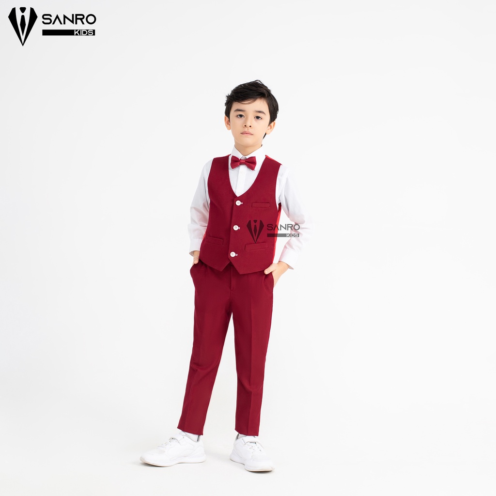 Bộ vest bé trai SANRO KIDS màu đỏ đô cao cấp