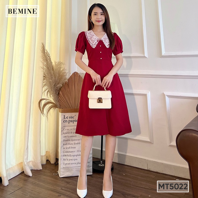 Đầm trơn cổ ren đính hạt BEMINE MT5022DO