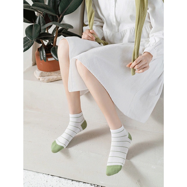 Tất nữ cổ ngắn Hạ Băng Designs set 5 đôi họa tiết nhiều màu, vớ nữ cổ thấp thời trang Hàn Quốc