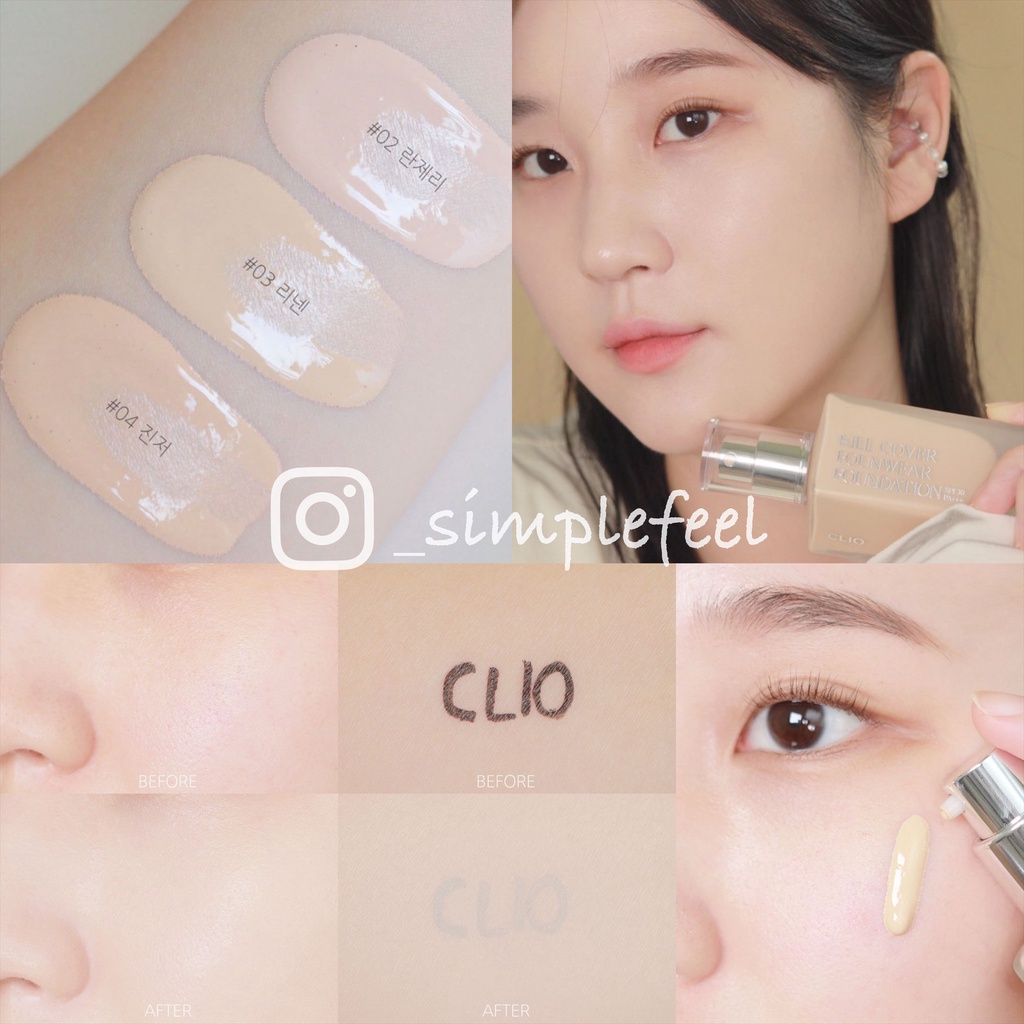 Kem Nền Clio Kill Cover Founwear Foundation SPF30 13g - 38g [02 - 03 - 04]