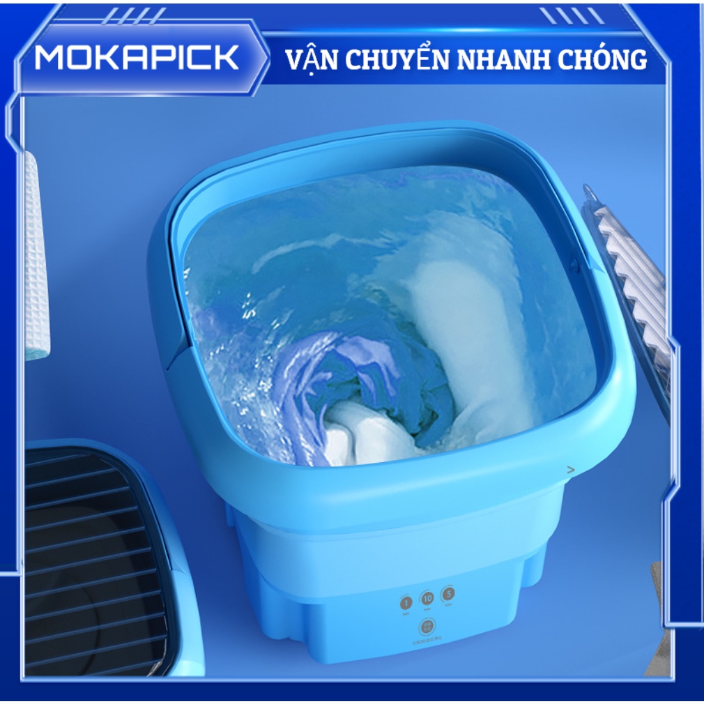 Máy Giặt Mini Với Vòng Quay Khô Rổ Thoát Nước Ống Gấp Di Động Xô Mokapick