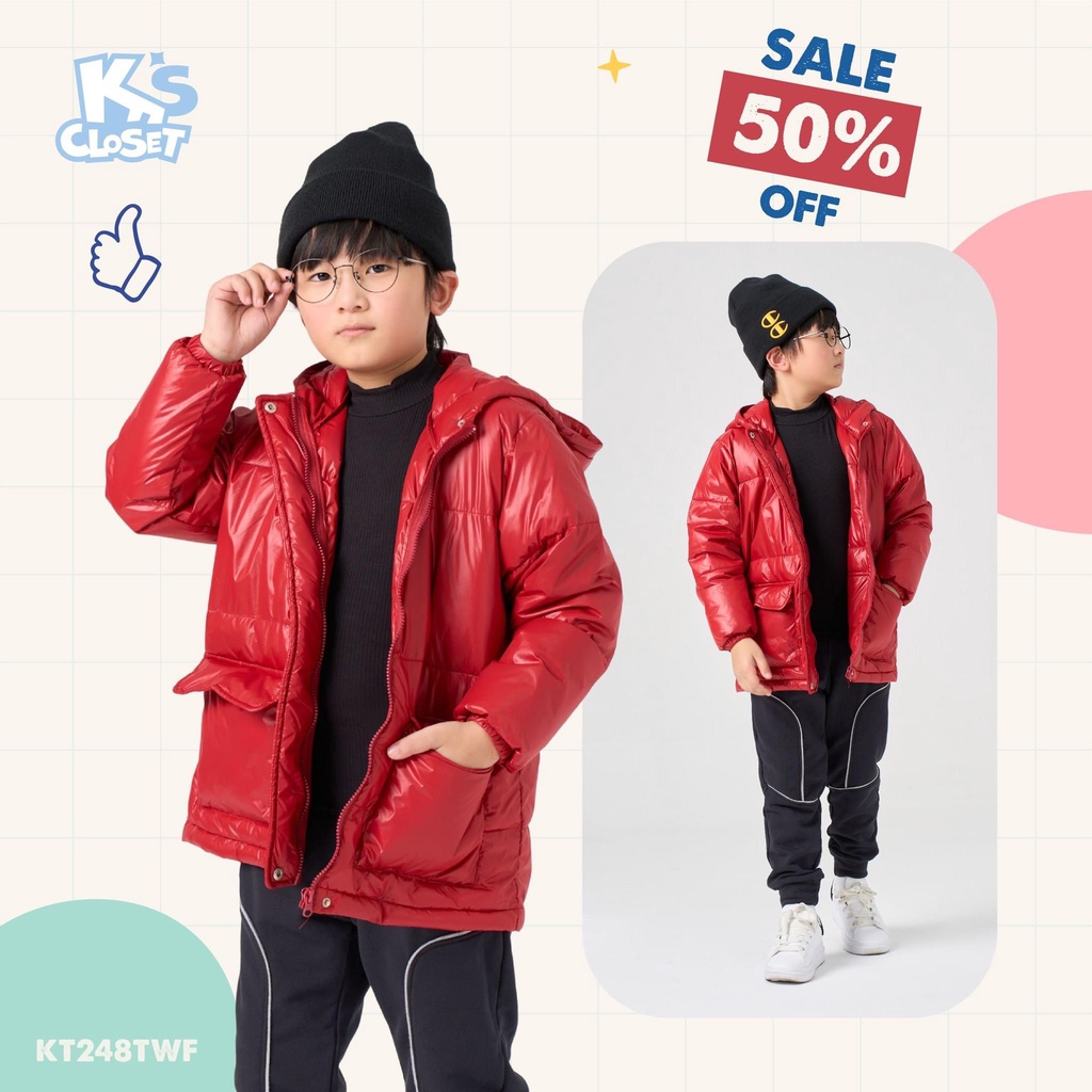 Áo Phao Dài Tay K'S CLOSET Có Mũ, In Hình Đáng Yêu Cho Bé Trai Và Bé Gái  KT248TWF