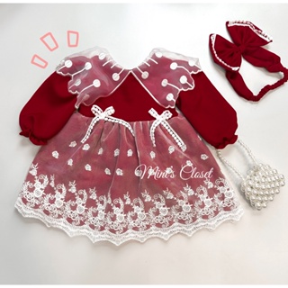 Set váy công chúa bé gái sơ sinh kèm nơ MINTSCLOSET Mint s Closet đầm đỏ