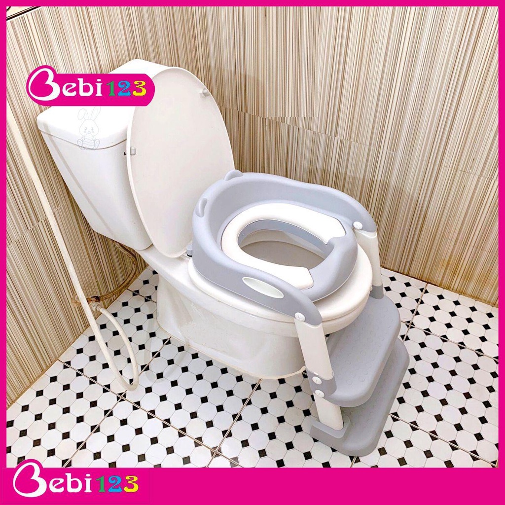 Thang bô vệ sinh Honper 2 bậc kèm bệ lót thu nhỏ bồn cầu, có tay vịn gấp gọn an toàn cho bé yêu
