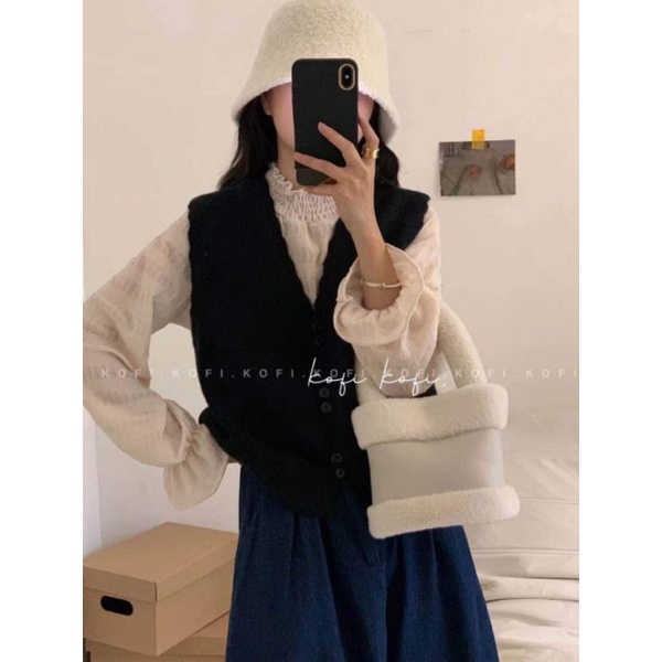 Sét áo sơmi cổ chun + áo gile len hàng QCL1