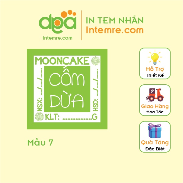 100 Tem Nhãn Giấy Decal Dán Intemre.com Bánh Trung Thu Hình Vuông 3x3cm - Mẫu 7
