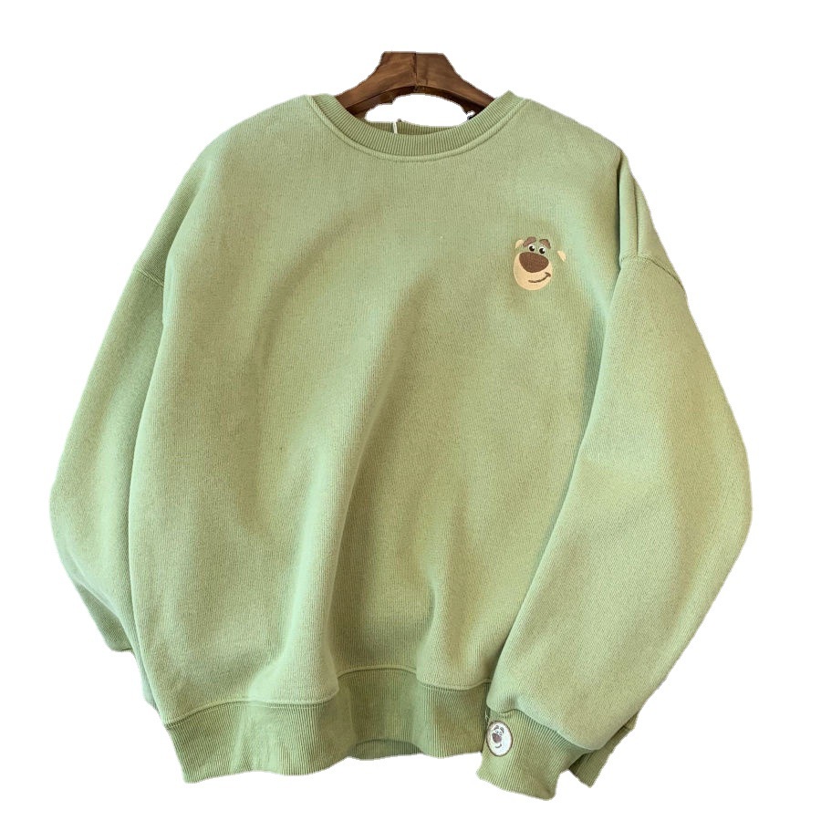 Áo Sweater Cổ Tròn Dày Dặn Thêu Họa Tiết Gấu Và Dâu Tây Phong Cách Hàn Quốc Thời Trang Thu Đông Mới | BigBuy360 - bigbuy360.vn